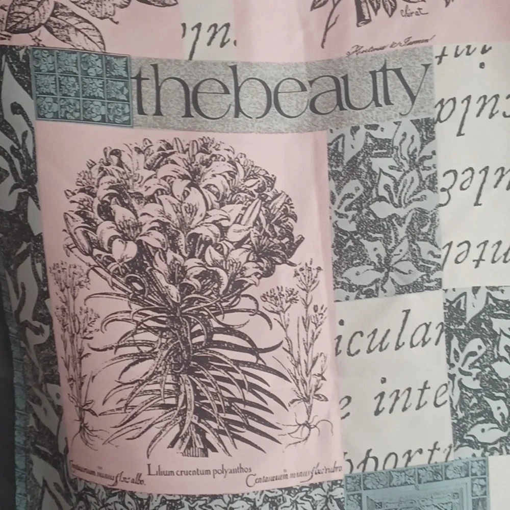Lands End Silk Botanical Theme Scarf Patchwork Style Flowers Plants Nature 35×35